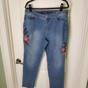 Flower Embroidered Jeans